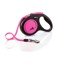 Flexi Neon Reflektörlü 5M Şerit Medium Pembe Otomatik Kedi Köpek Gezdirme Tasması