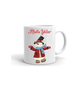 Yılbası Noel Temalı Baskılı Seramik Beyaz Kupa