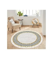 Eliana Home Baskılı, Yıkanabilir Kaymaz Taban Yuvarlak Halı LNA7300-SD1071 120x120 cm (Krem)