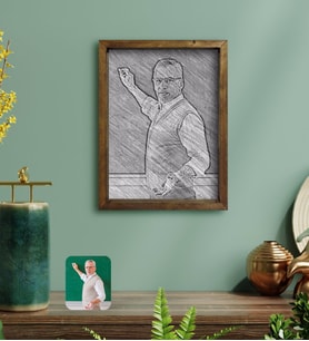 BK Gift Kişiye Özel Erkek Öğretmen Karakalem Tasarımlı Doğal Masif Ahşap Çerçeveli Tablo 30x40cm-1