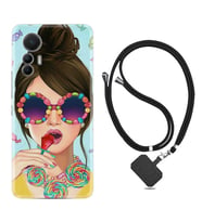 Xiaomi 12 Lite Kılıf Resimli Boyun Askılı İpli Desenli Silikon Sugar and Woman 1418