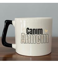 Canım Annem Baskılı Siyah Kulplu D Kupa