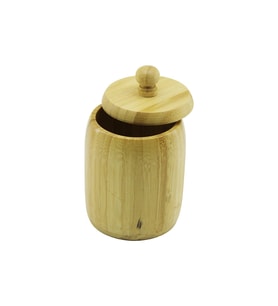Ahşap Bambu Şekerlik Kapaklı Çap: 7.5cm Derinlik: 8.5cm No: 8