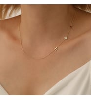 925 Ayar Gümüş Taşlı Uğur Böceği Harf Kolye (Altın)