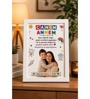 Kişiye Özel Canım Annem Çerçeve Fotoğraflı Anneye Hediye Anlamlı Doğum Günü Hediyesi