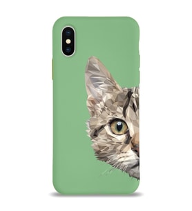 Apple iPhone XS Max Uyumlu Lansman Kılıf Catface Tasarımlı Altı Kapalı İçi Kadife Kaplı  Kapak (Şeffaf)