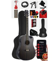 Maxword Luxury HCR-560BK-EQ Half Cutaway Elektro Akustik Gitar Seti