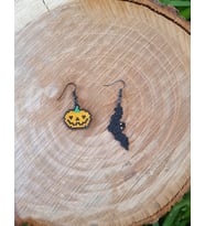 Miyuki Boncuk El Yapımı Balkabağı Yarasa Küpe Halloween Cadılar Bayramı