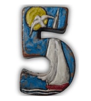 El Yapımı Deniz Temalı Seramik Kapı No.5 - 8x13 cm - Akdeniz/Ege ruhu - Dekoratif Ev, Villa, Site Girişi, Dış Mekan ve Apartman Girişi