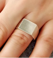 Kare Şekilli Unisex Yüzük Gümüş Kaplama Ayarlanabilir El Yapımı Yüzük