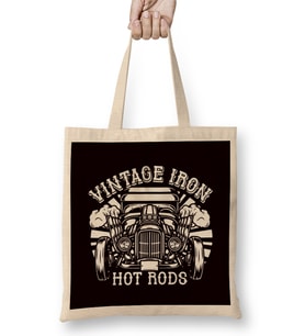 Vintage Iron Hot Rods American Classic Old Car Automobile Bez Çanta Uzun Saplı