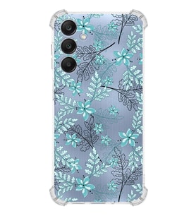 PrintiFy Samsung A25 Uyumlu Köşe Korumalı Floral Su Yeşili Tasarımlı Şeffaf Silikon Kılıf