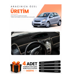 TOYOTA YARİS (2005-2013) Uyumlu Torpido Koruma Örtüsü Oto Kılıfı - Siyah Bej