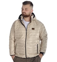 Mode XL Büyük Beden Mont Kapitone Kapşonlu 22602 Bej