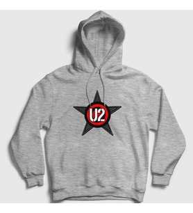 Presmono Unisex Gri Star U2 Kapüşonlu Sweatshirt 121433tt (Gri)