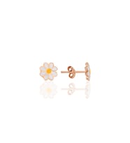 Gümüş rose mineli papatya çocuk küpesi SGTL12366ROSE