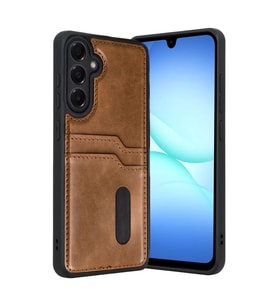 Samsung Galaxy A17 5g Sara Kartvizitli Deri Kılıf - Taba