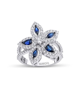 1.45 Karat Fantezi Safir Pırlanta Yüzük