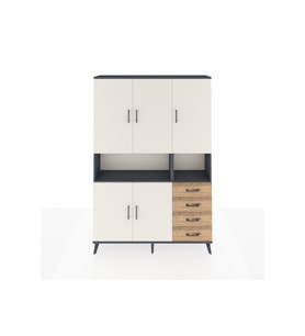 Arges Dolap 7 Raflı 4 Çekmeceli 5 Kapaklı 132x30x195 Antrasit-Aytaşı/Çam