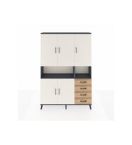Arges Dolap 7 Raflı 4 Çekmeceli 5 Kapaklı 132x30x195 Antrasit-Aytaşı/Çam