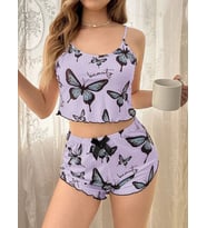 Mor Yumuşacık 2Lİ Şortlu Pijama Takımı