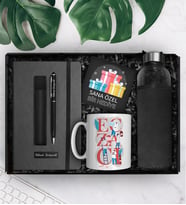 Eczacılara Özel Kişiye Özel Defter & Deri Kılıflı Touch Pen Kalem & Tasarım Kupa & Cam Şişe Matara Hediye Seti