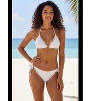 Fantezia Night Kadın Beyaz Pedli Bel ve Boyundan Bağlamalı Dantelli Şık Bikini Takımı