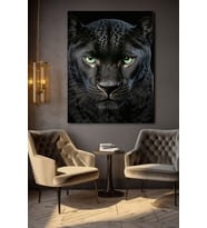 SİYAH JAGUAR KANVAS TABLO EV DUVAR SALON OFİS DÜKKAN HEDİYELİK DEKARASYON SÜSÜ (Çok Renkli)