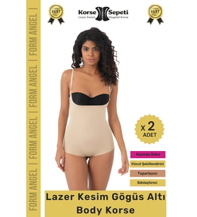 #Korse İz Göstermeyen Toparlayıcı Vücut Şekillendiren Lazer Kesim Gögüs Altı Bady Korse - 2 Adet (Ten)