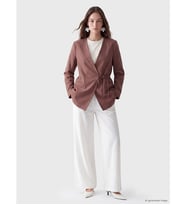 LCW Modest Ekru Beli Lastikli Geniş Paça Kadın Pantolon