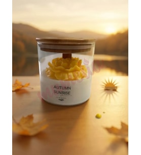 Mumelia Autumn Sunrise - Doğal Soya Cam Kavanoz Tasarım Mum - Sarı