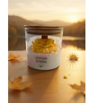 Mumelia Autumn Sunrise - Doğal Soya Cam Kavanoz Tasarım Mum - Sarı