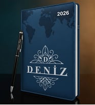 BK Gift Kişiye Özel İsimli Termo Sert Kapak 2026 Lacivert Ajanda & Kalem -14, Öğretmenler Günü Hediyesi, Yeni İş Hediyesi