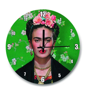 Cakatablo Frida Kahlo Yeşil Zeminde Duvar Saati