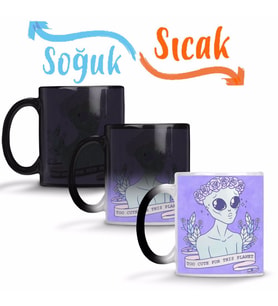 Cute Alien Uzaylı Sihirli Kupa Bardak Porselen