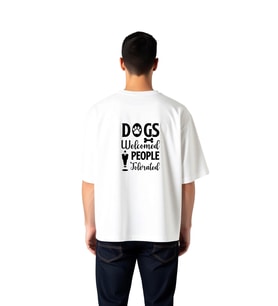Erkek Oversize Tişört %100 Pamuk Köpek Baskılı Mizah Grafik Desenli Rahat Kesim Günlük Giyim Modern