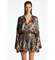Fumee Avelian Kısa Saten Sabahlık / Kimono