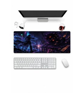 SonicTouch Klavye Mousepad 32x70cm Dikişsiz Pürüzsüz Sıvı Geçirmez Kaymaz Taban Neon Büyücü