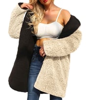 Peluş Çift Taraflı Kışlık Ceket (Krem)