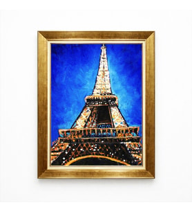 Tablore Eyfel Kulesi Yağlı Boya Dokulu Çerçeveli Tablo Paris Manzaralı Kanvas Duvar Tablosu