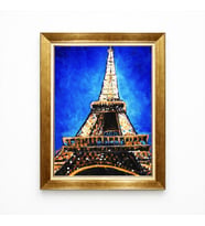 Tablore Eyfel Kulesi Yağlı Boya Dokulu Çerçeveli Tablo Paris Manzaralı Kanvas Duvar Tablosu
