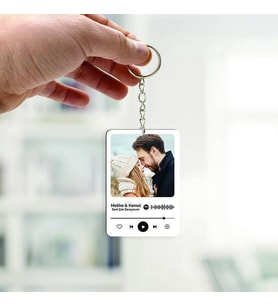 Kişiye Özel Kişiye Özel Fotoğraflı Spotify Ses İzi Anahtarlık