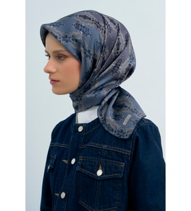 Armine Saf İpek Sura Eşarp-2026 İlkbahar-Yaz- 952200D (Lacivert)