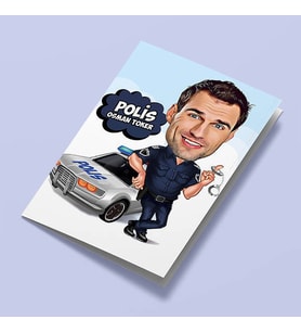 Kişiye Özel Trafik Polisi Karikatürlü Tebrik Kartı