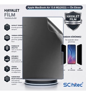 SChitec Apple MacBook Air 13.6 M2(2022) Uyumlu Ön Yüzey Hayalet Privacy Hidrojel Ekran Koruyucu