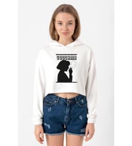 Pulp Fiction  Goddamn Ekru Kadın Crop Kapşonlu