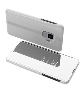 Samsung Galaxy S9 Uyumlu Aynalı Kapaklı Lüx Kılıf (Gümüş)