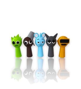 Sprunki Effects Karekterleri Kaliteli Baskı 7 cm Set 5 adet Figür Lime, Brud, Sky, Gray, Garnold