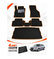 e-biz AUDİ A6 (2004-2008) Uyumlu EVA Oto Paspas Bagaj Paspası Dahil Metal Topukluklu Siyah-Taba