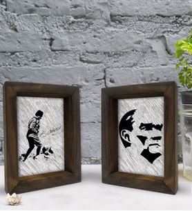 Bk Gift Atatürk Tasarımlı Dekoratif 2'li Doğal Masif Ahşap Çerçeve 15x20cm-17 (Beyaz)